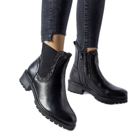 Fekete, Emidio csillámmal díszített bokacsizma Fekete, Emidio csillámmal díszített bokacsizma