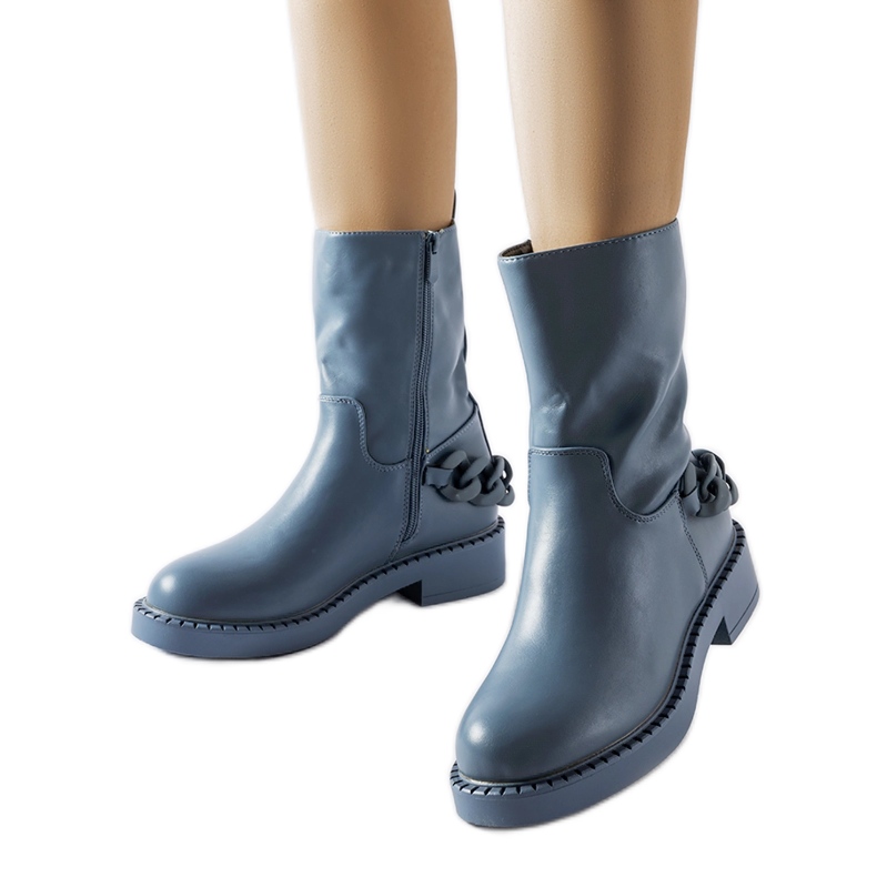 Inna Kék szigetelt bokacsizma Linera lánccal