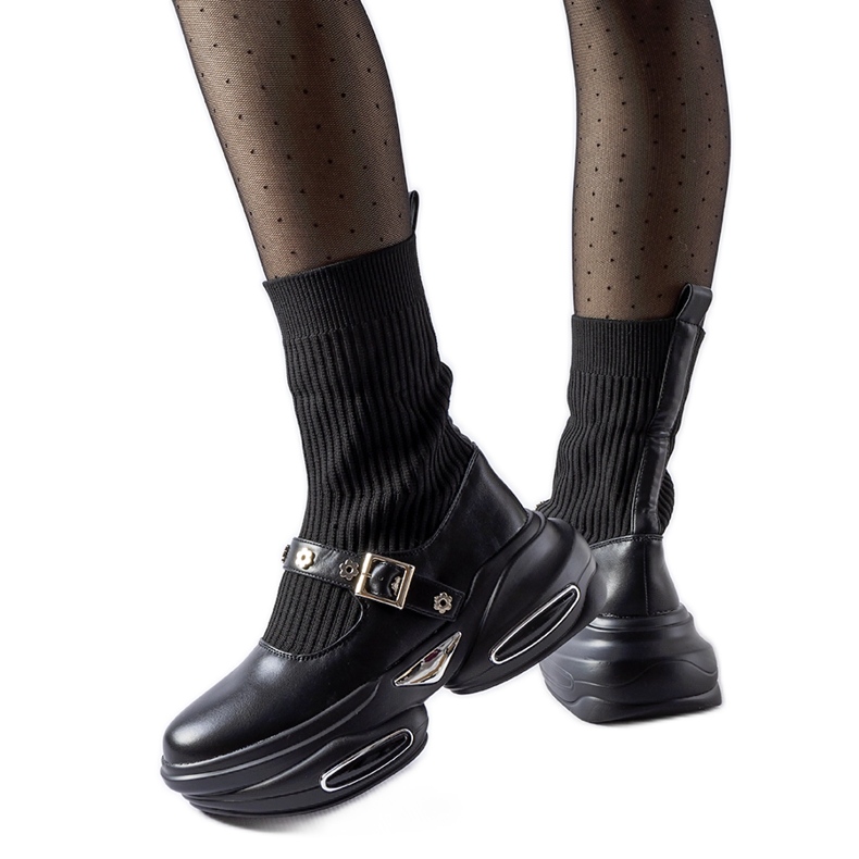 Ivana fekete bokacsizma zoknis felsőrésszel