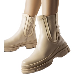 Bézs színű tornacipő masszív Torin talppal zöld Bézs színű tornacipő masszív Torin talppal zöld