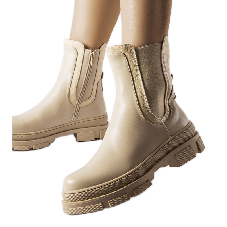 Bézs színű tornacipő masszív Torin talppal zöld