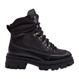 Női szigetelt fűzős bokacsizma fekete Big Star MM274663