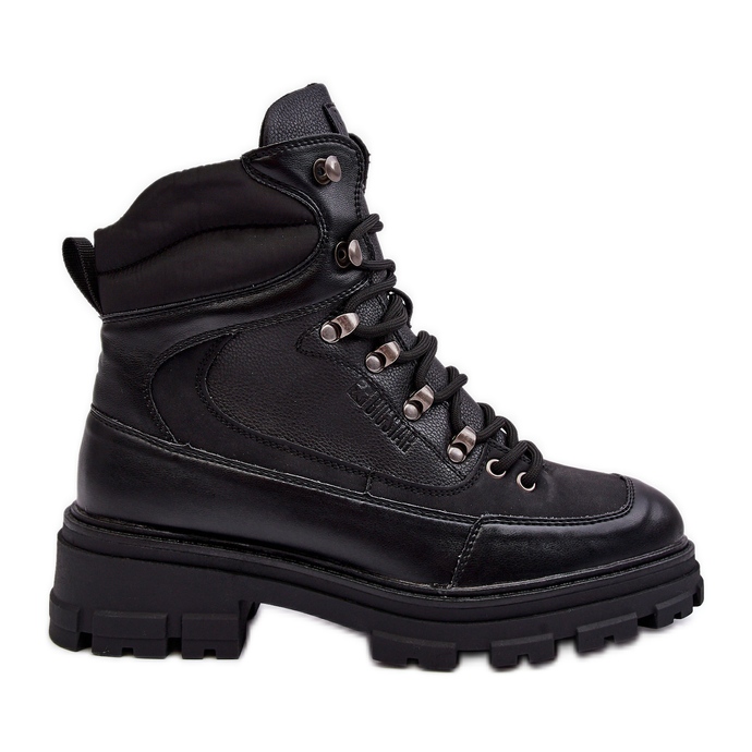 Női szigetelt fűzős bokacsizma fekete Big Star MM274663