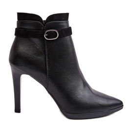 Sergio Leone Női bokacsizma magas sarkú csattal, szigetelt fekete Aesha Sergio Leone Női bokacsizma magas sarkú csattal, szigetelt fekete Aesha