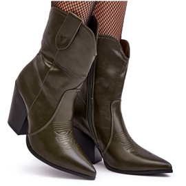 WS1 Női magassarkú Cowboy csizma Sötétzöld Melaitia