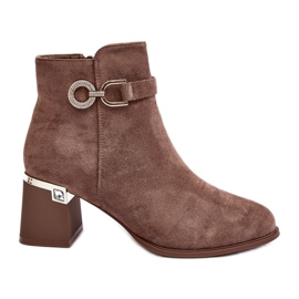 WJ2 Divatos női barna velúr bokacsizma Nola