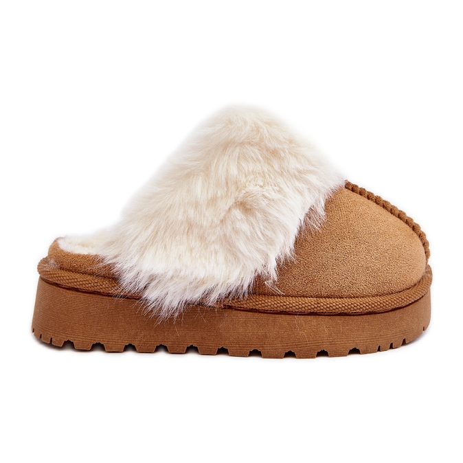 Gyermek papucs Camel Birasta szőrmével barna