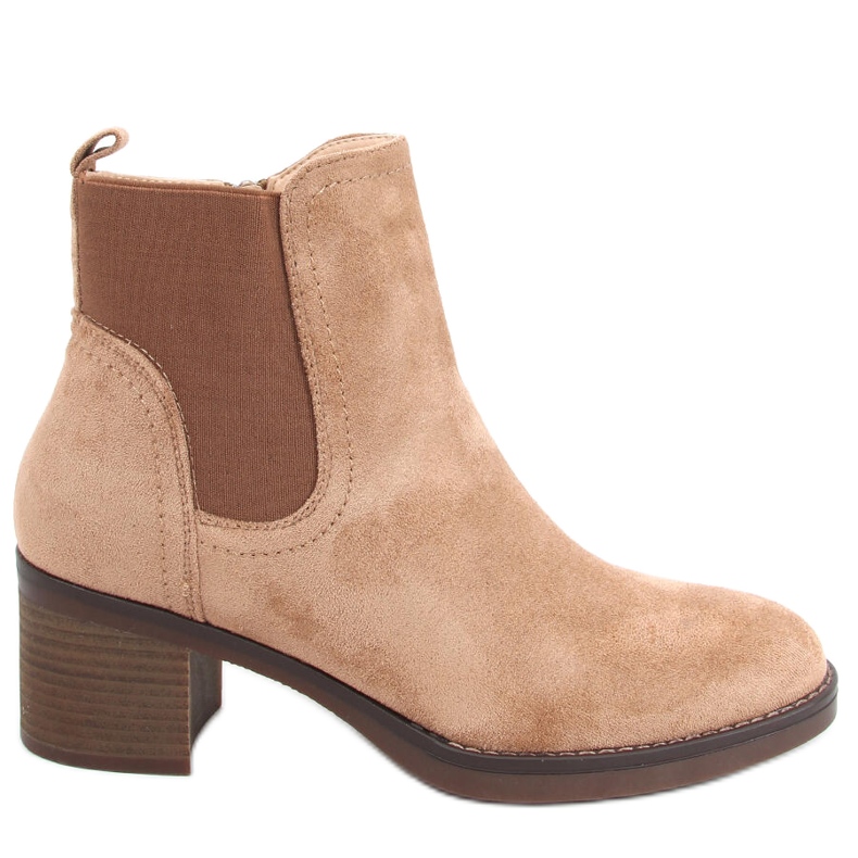 Széles sarkú csizma Fill Beige bézs