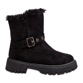 Vinceza Női bokacsizma szőrme cipzárral, fekete Morcos