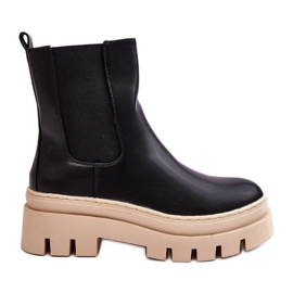 Vinceza Fekete és bézs színű női munkáscsizma Loretta