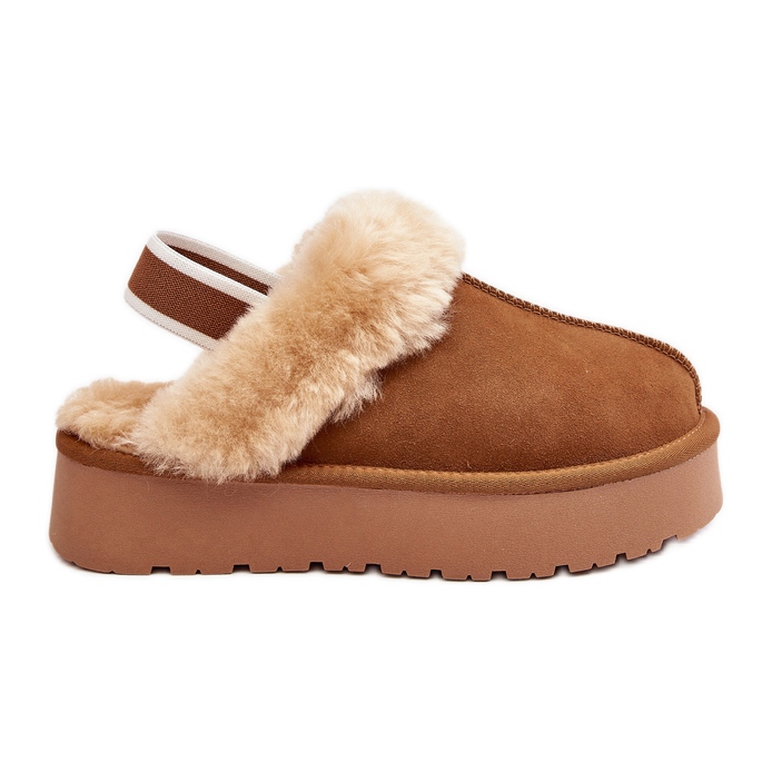 Női Platform papucs szőrmével Camel Sophienne barna