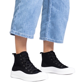 Fekete magas platformú Guerrino tornacipő