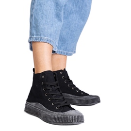 Fekete magas platformú Guerrino tornacipő