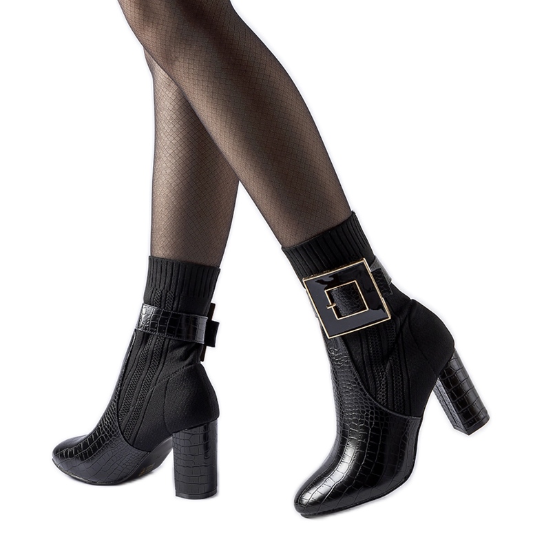 Enrice fekete állatmintás zoknicsizma Enrice fekete állatmintás zoknicsizma