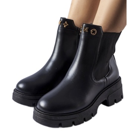 Fekete hőszigetelt dekoratív Federica bokacsizma