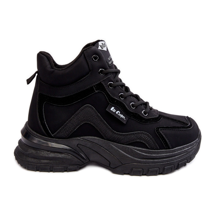 Női trapper csizma meleg fűzős Lee Cooper LCJ-23-44-1976L fekete