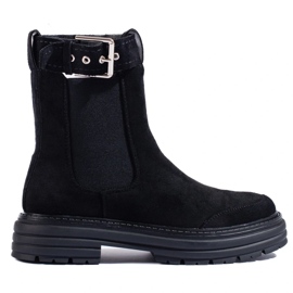 Fekete velúr bokacsizma Shelovet csattal