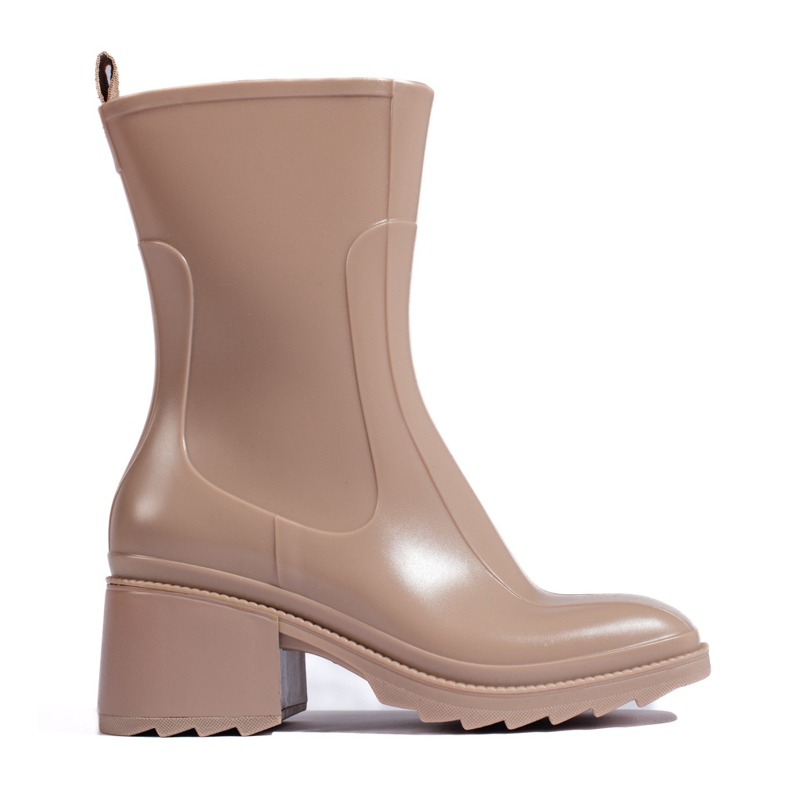 SHELOVET Krémszínű, magas sarkú cipzárral ellátott wellingtonnadrág bézs