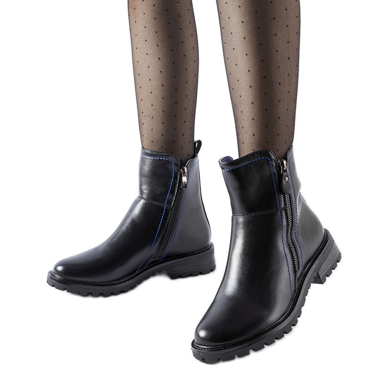 Fekete bokacsizma dekoratív kék Nereo szállal