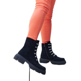 Fekete bokacsizma strasszokkal, öko-velúr Sfaranda Fekete bokacsizma strasszokkal, öko-velúr Sfaranda