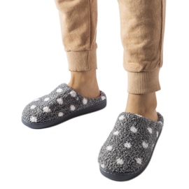 Szürke meleg papucs fehér pöttyökkel