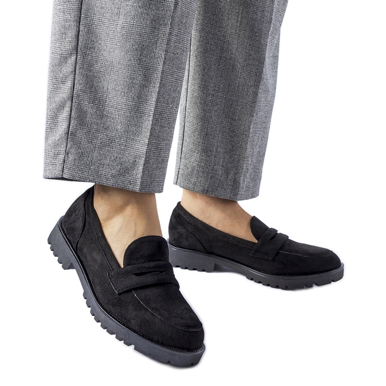 Fekete klasszikus mokaszinok öko-velúrból