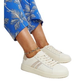 Bézs bőr fűzős tornacipő Bézs bőr fűzős tornacipő