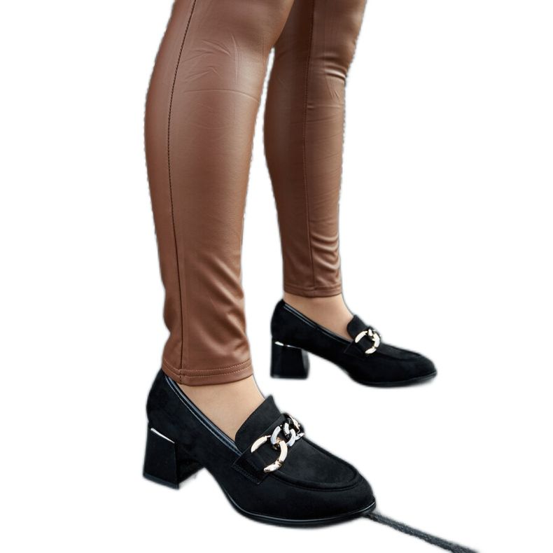 Fekete pumpák öko-velúr tömbbel