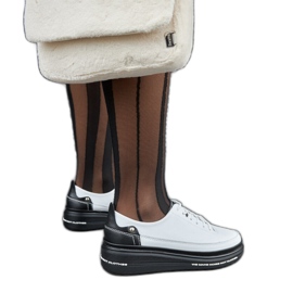 Fekete-fehér bőr ék alakú tornacipő Piano