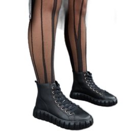 Carassai fekete hosszú bőr tornacipő