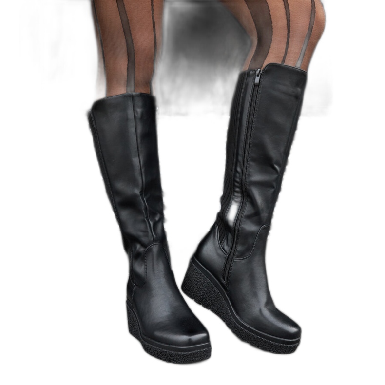 Fekete, szigetelt ékcsizma