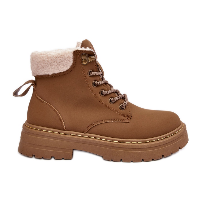 Női bőrcsizma báránybőr barna Lynnvia-val