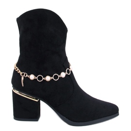 Bralin Fekete magas sarkú bokacsizma lánccal Bralin Fekete magas sarkú bokacsizma lánccal