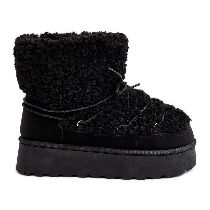 Női fűzős hócsizma vastag talppal, fekete Loso Női fűzős hócsizma vastag talppal, fekete Loso