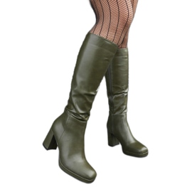 Biassono zöld csizma négyzetes orrral