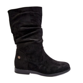 Női lapos csizma domború felsőrésszel, fekete Kotine Női lapos csizma domború felsőrésszel, fekete Kotine