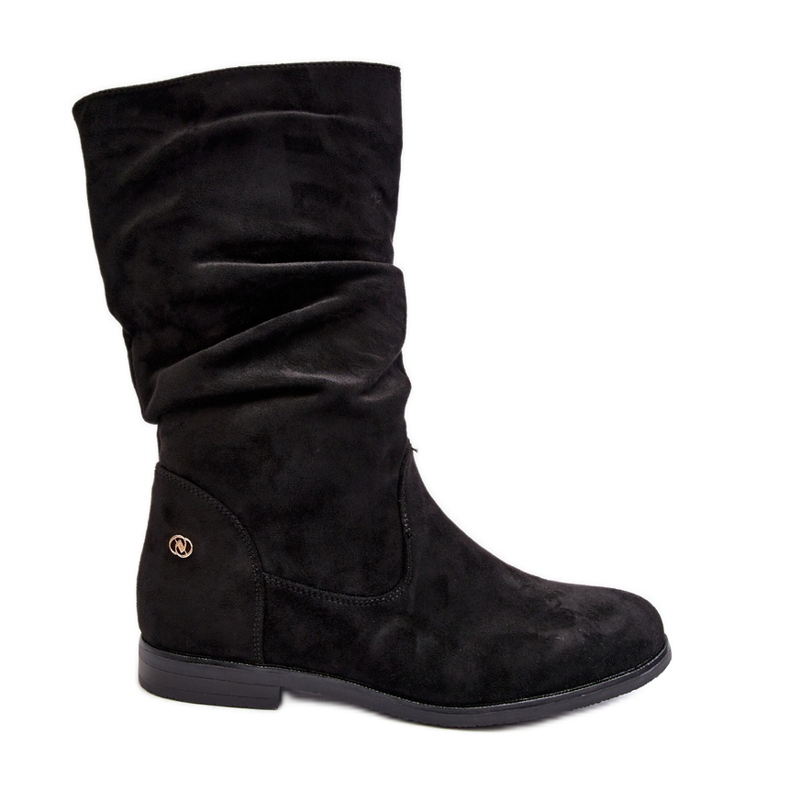 Női lapos csizma domború felsőrésszel, fekete Kotine Női lapos csizma domború felsőrésszel, fekete Kotine