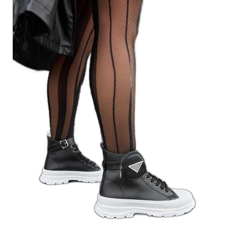 Fekete Bolman magas platformú tornacipő