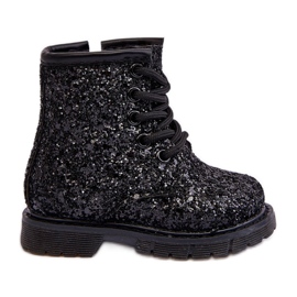 Gyerek csillámos szigetelt bokacsizma cipzárral, fekete Saussa Gyerek csillámos szigetelt bokacsizma cipzárral, fekete Saussa