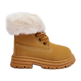 Gyermek Trappers Cipzáras csizma Camel Gerande szőrmével barna