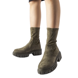 Zöld Montefusco öko-velúr felbújós bokacsizma