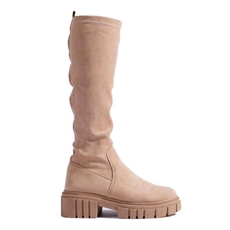 Shelovet bézs színű velúr bebújós csizma