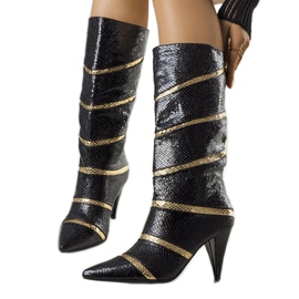 Fekete és arany Nevzo szigetelt csizma