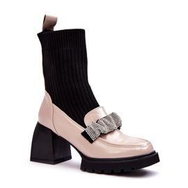 Női csizma zokni zoknival, cirkonokkal, bézs s.barski mr870-41 Női csizma zokni zoknival, cirkonokkal, bézs s.barski mr870-41