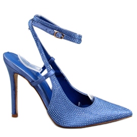 Bonnie világoskék gyöngyös sarkú cipő