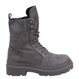 Fűzős bokacsizma Kinchs Grigio protektorral szürke