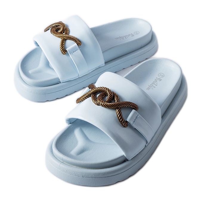 Frédérique kék platformú papucsok