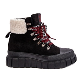 Szigetelt Trapper csizma vastag talpon, fekete Ralotta Szigetelt Trapper csizma vastag talpon, fekete Ralotta