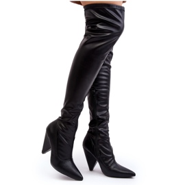 Lu Boo Eco-bőr magassarkú csizma, fekete