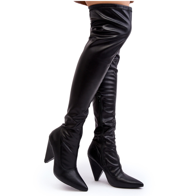 Lu Boo Eco-bőr magassarkú csizma, fekete